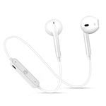 Bluetooth Headphones In Ear Wireless Earbuds 4.1 Magnetic Sweatproof Stereo Bluetooth Earphones for Sports With Mic,Upgraded 7 Hours Play Time, Secure Fit, Noise Cancelling (White)