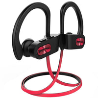 Mpow Bluetooth Headphones Waterproof IPX7, Wireless Earbuds Sport, Richer Bass HiFi Stereo In-Ear Earphones w/ Mic, Case, 7-9 Hrs for Running Workout Noise Cancelling Headsets (Red Outside)